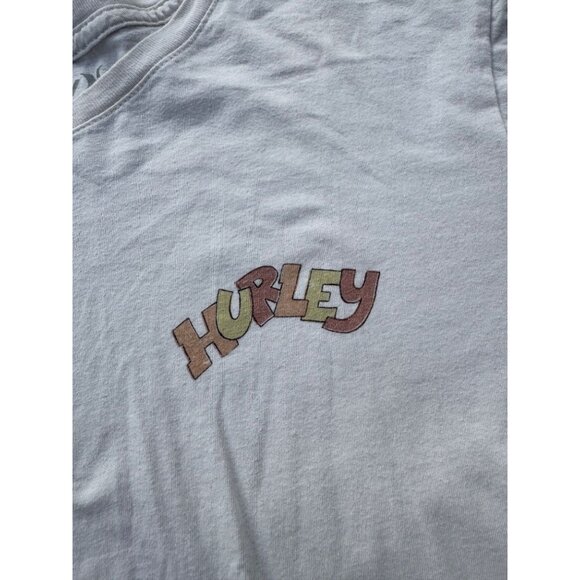 Hurley Mens White Graphic Tee L 100% Cotton Vintage-Inspired Design - Picture 4 of 7